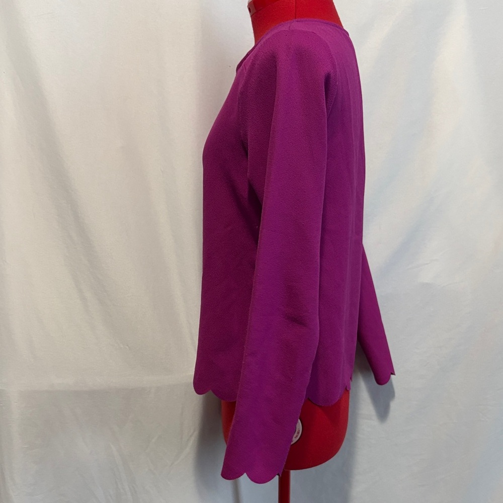 Everly Magenta Scallop Hem Long Sleeve Top SM200 - Picture 4 of 6